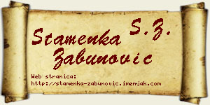 Stamenka Zabunović vizit kartica